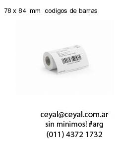 78 x 84  mm  codigos de barras