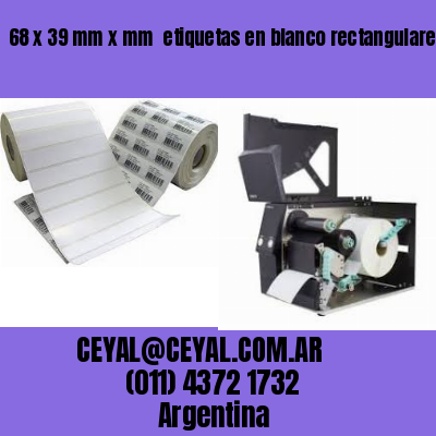 68 x 39 mm x mm  etiquetas en blanco rectangulares
