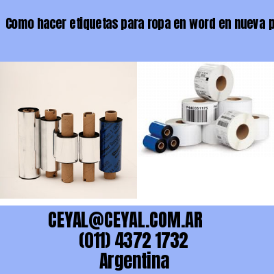 Como hacer etiquetas para ropa en word en nueva pompeya  buenos aires