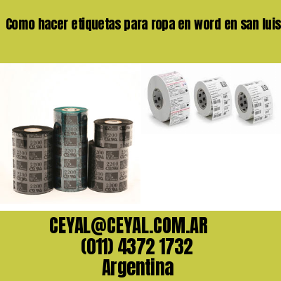 Como hacer etiquetas para ropa en word en san luis
