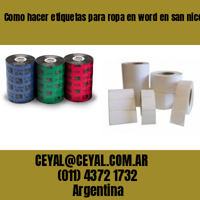 Como hacer etiquetas para ropa en word en san nicolás