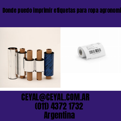 Donde puedo imprimir etiquetas para ropa agronomia buenos aires
