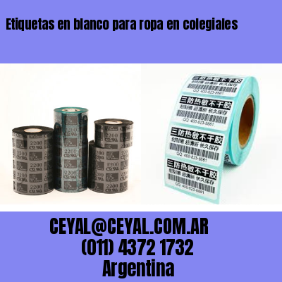 Etiquetas en blanco para ropa en colegiales