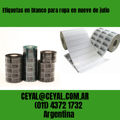 Etiquetas en blanco para ropa en nueve de julio