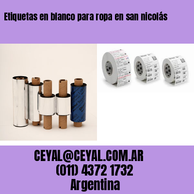 Etiquetas en blanco para ropa en san nicolás