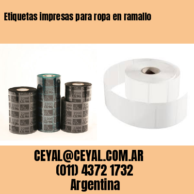 Etiquetas impresas para ropa en ramallo