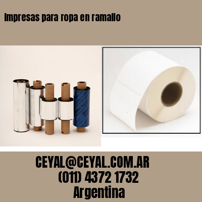Impresas para ropa en ramallo