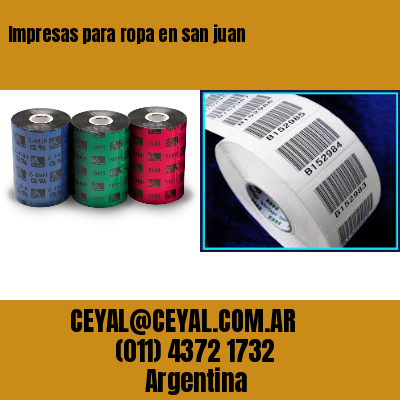 Impresas para ropa en san juan