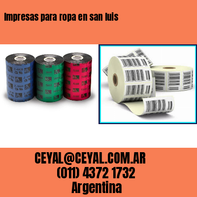 Impresas para ropa en san luis