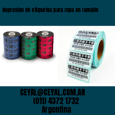 Impresion de etiquetas para ropa en ramallo