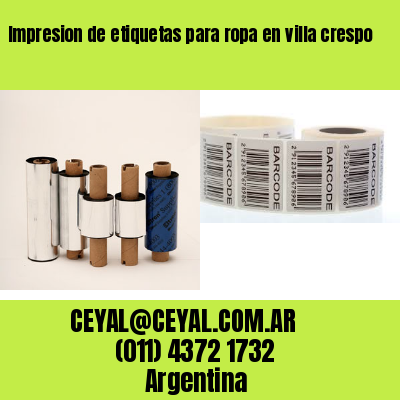 Impresion de etiquetas para ropa en villa crespo