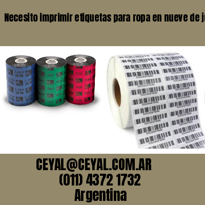 Necesito imprimir etiquetas para ropa en nueve de julio