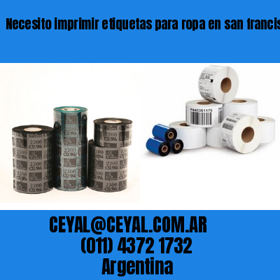 Necesito imprimir etiquetas para ropa en san francisco solano