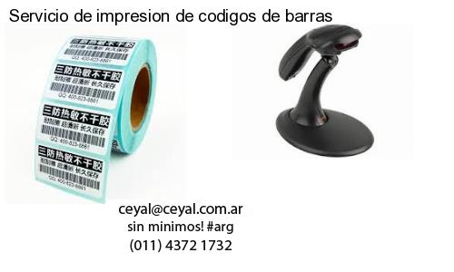 Servicio de impresion de codigos de barras