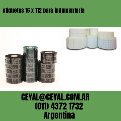 etiquetas 16 x 112 para indumentaria