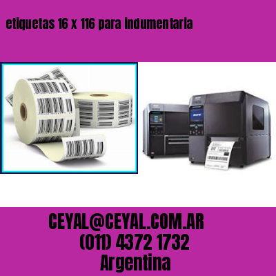 etiquetas 16 x 116 para indumentaria