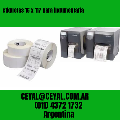 etiquetas 16 x 117 para indumentaria