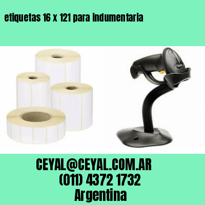 etiquetas 16 x 121 para indumentaria