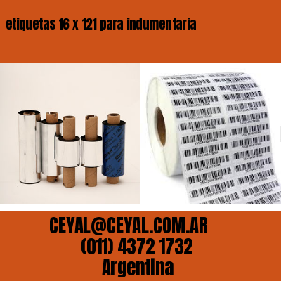 etiquetas 16 x 121 para indumentaria