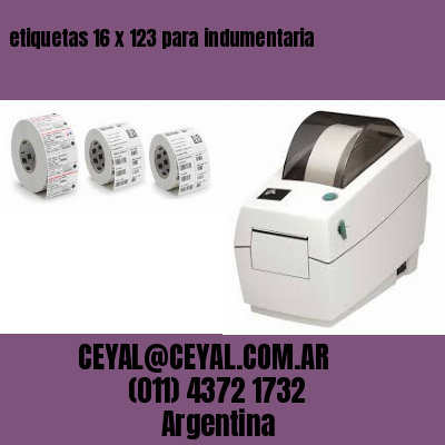 etiquetas 16 x 123 para indumentaria