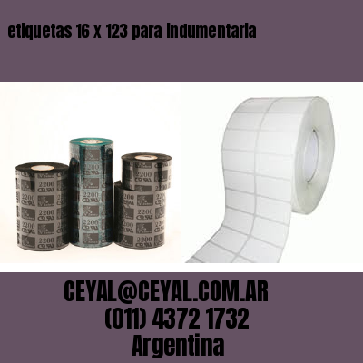 etiquetas 16 x 123 para indumentaria