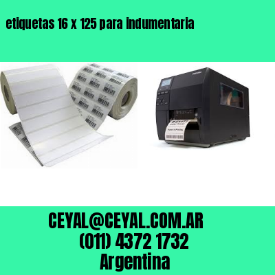 etiquetas 16 x 125 para indumentaria