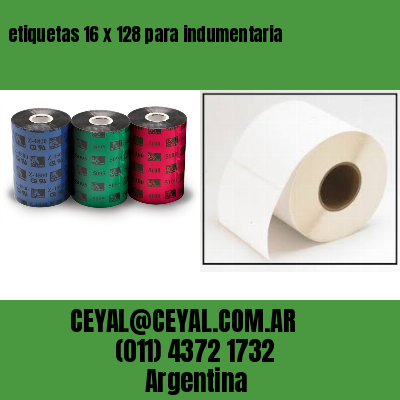 etiquetas 16 x 128 para indumentaria