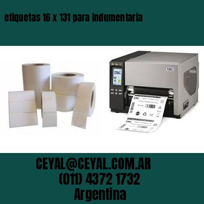 etiquetas 16 x 131 para indumentaria