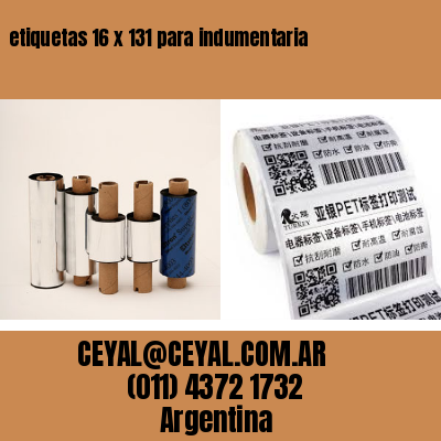 etiquetas 16 x 131 para indumentaria