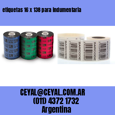 etiquetas 16 x 138 para indumentaria
