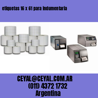 etiquetas 16 x 61 para indumentaria