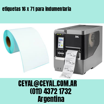 etiquetas 16 x 71 para indumentaria
