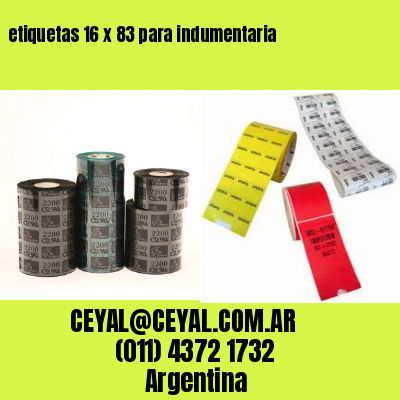 etiquetas 16 x 83 para indumentaria