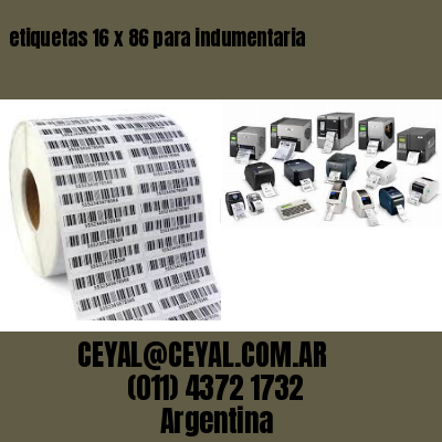 etiquetas 16 x 86 para indumentaria