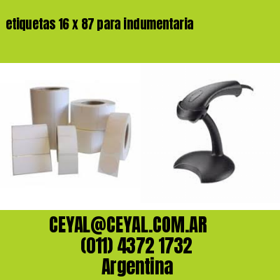etiquetas 16 x 87 para indumentaria