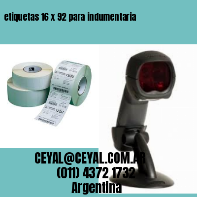 etiquetas 16 x 92 para indumentaria