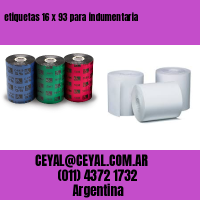 etiquetas 16 x 93 para indumentaria