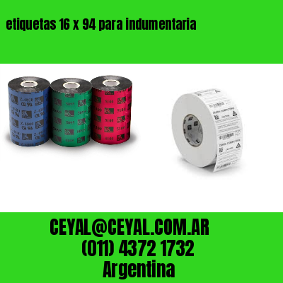 etiquetas 16 x 94 para indumentaria