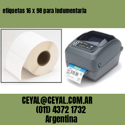 etiquetas 16 x 98 para indumentaria