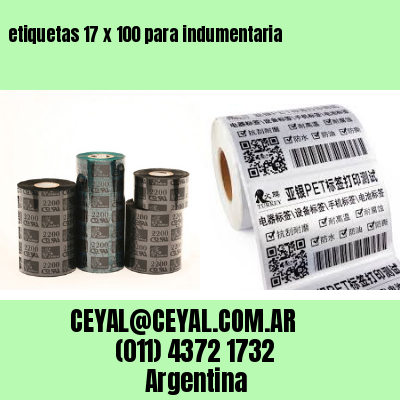 etiquetas 17 x 100 para indumentaria