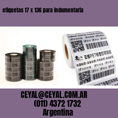 etiquetas 17 x 136 para indumentaria