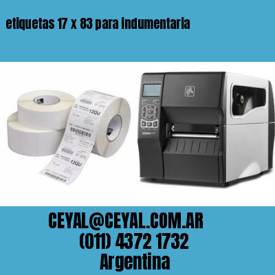etiquetas 17 x 83 para indumentaria