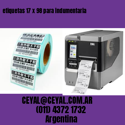 etiquetas 17 x 98 para indumentaria