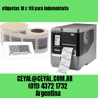 etiquetas 18 x 119 para indumentaria