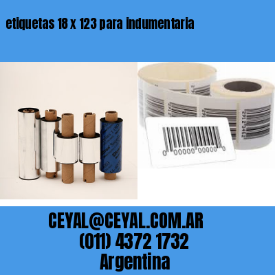 etiquetas 18 x 123 para indumentaria