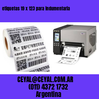 etiquetas 19 x 123 para indumentaria