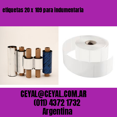 etiquetas 20 x 109 para indumentaria