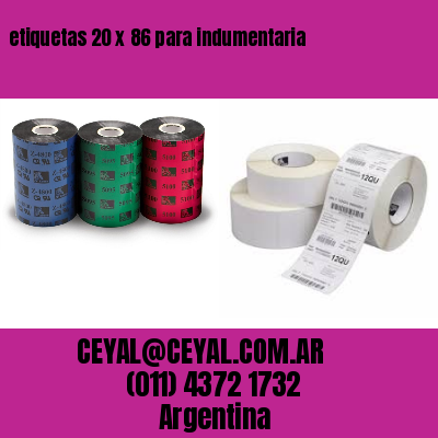 etiquetas 20 x 86 para indumentaria
