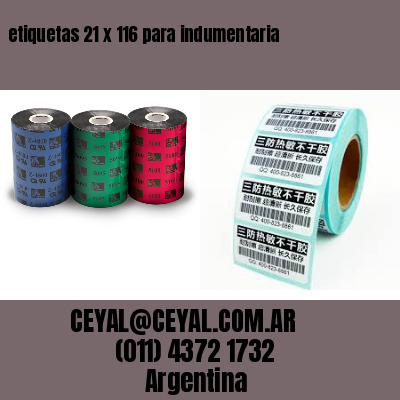 etiquetas 21 x 116 para indumentaria