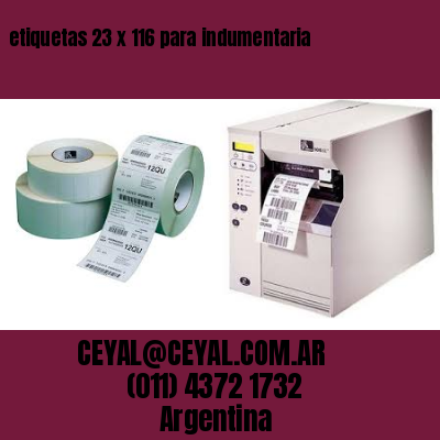 etiquetas 23 x 116 para indumentaria